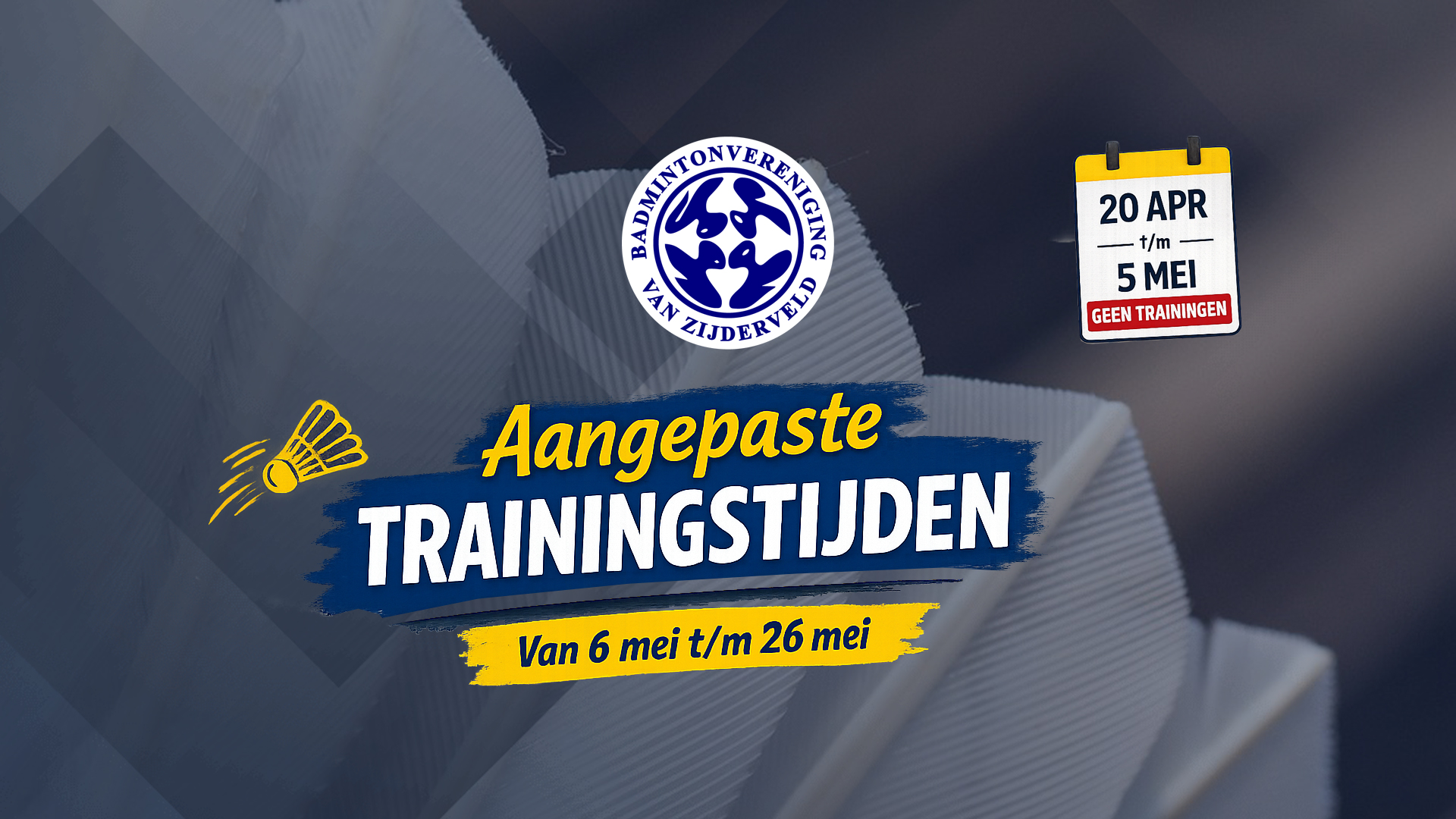 trainingstijden mei 2026