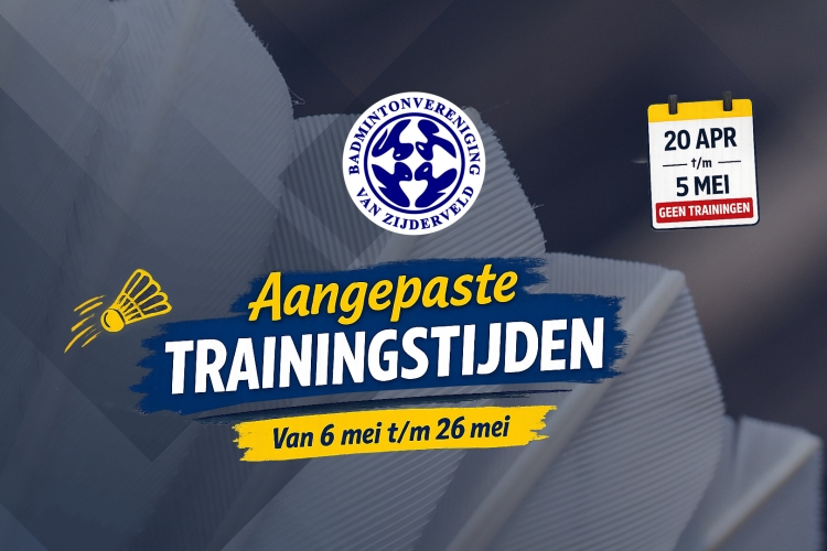 trainingstijden mei 2026